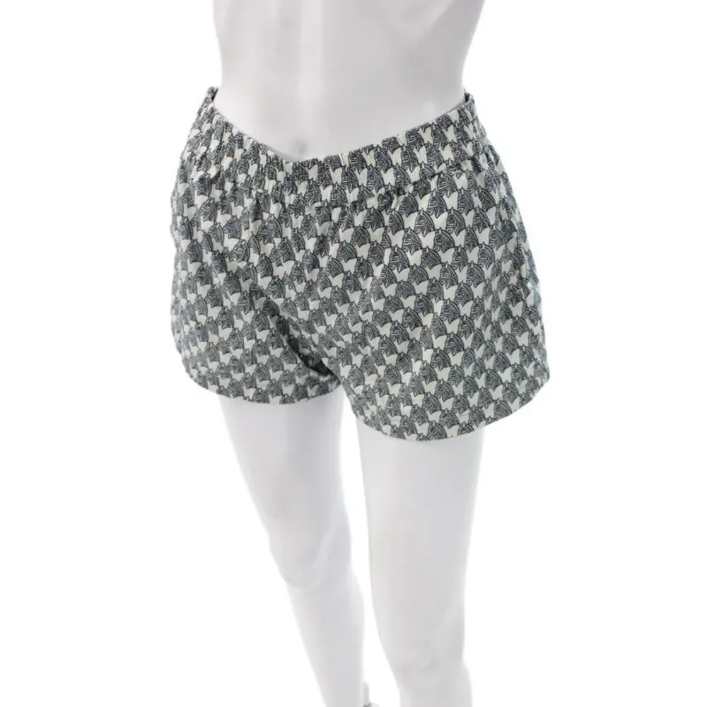 Tory Burch Women Casual Ivory Zebra Print Cotton Shorts Size 00